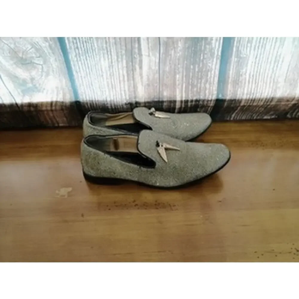 Giorgio Brutini Men's Silver Glitter Loafers Slip-On 8M‎